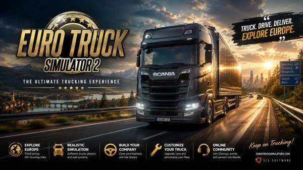 Download game Euro Truck Simulator 2 v1.59.1.3s + all DLC latest version
