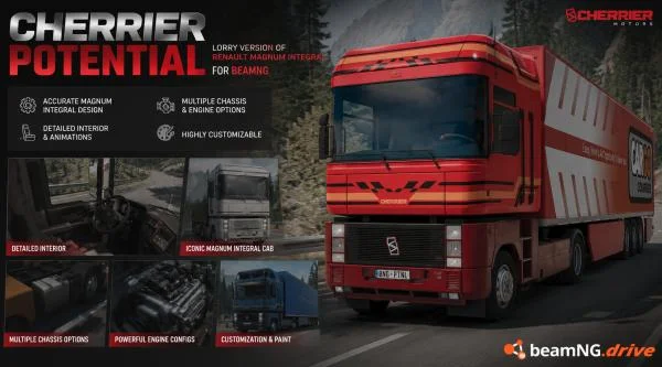 Download game Cherrier Potential (lorry version of Renault Magnum Integral) v1.6 for BeamNG.drive v0.38.x latest version
