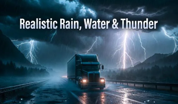 Download game Euro Truck Simulator 2 Realistic sounds rain, water and thunder v10.4 latest version