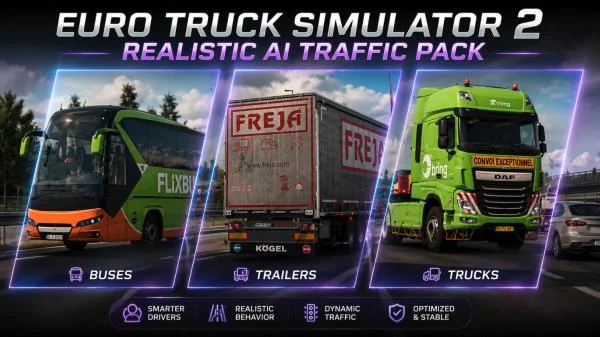 Download game Euro Truck Simulator 2 - Realistic AI Traffic Pack v1.0 latest version