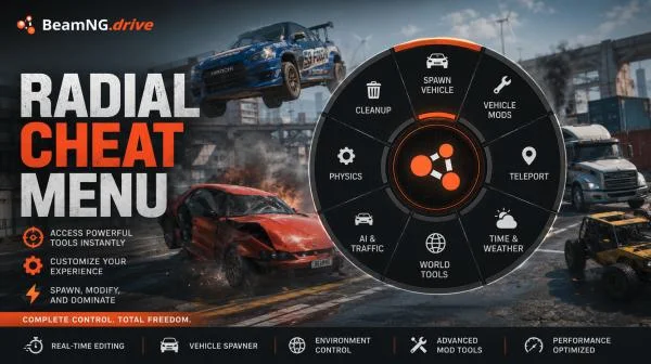 Download game Radial Cheat Menu v1.1.2 for BeamNG.drive latest version